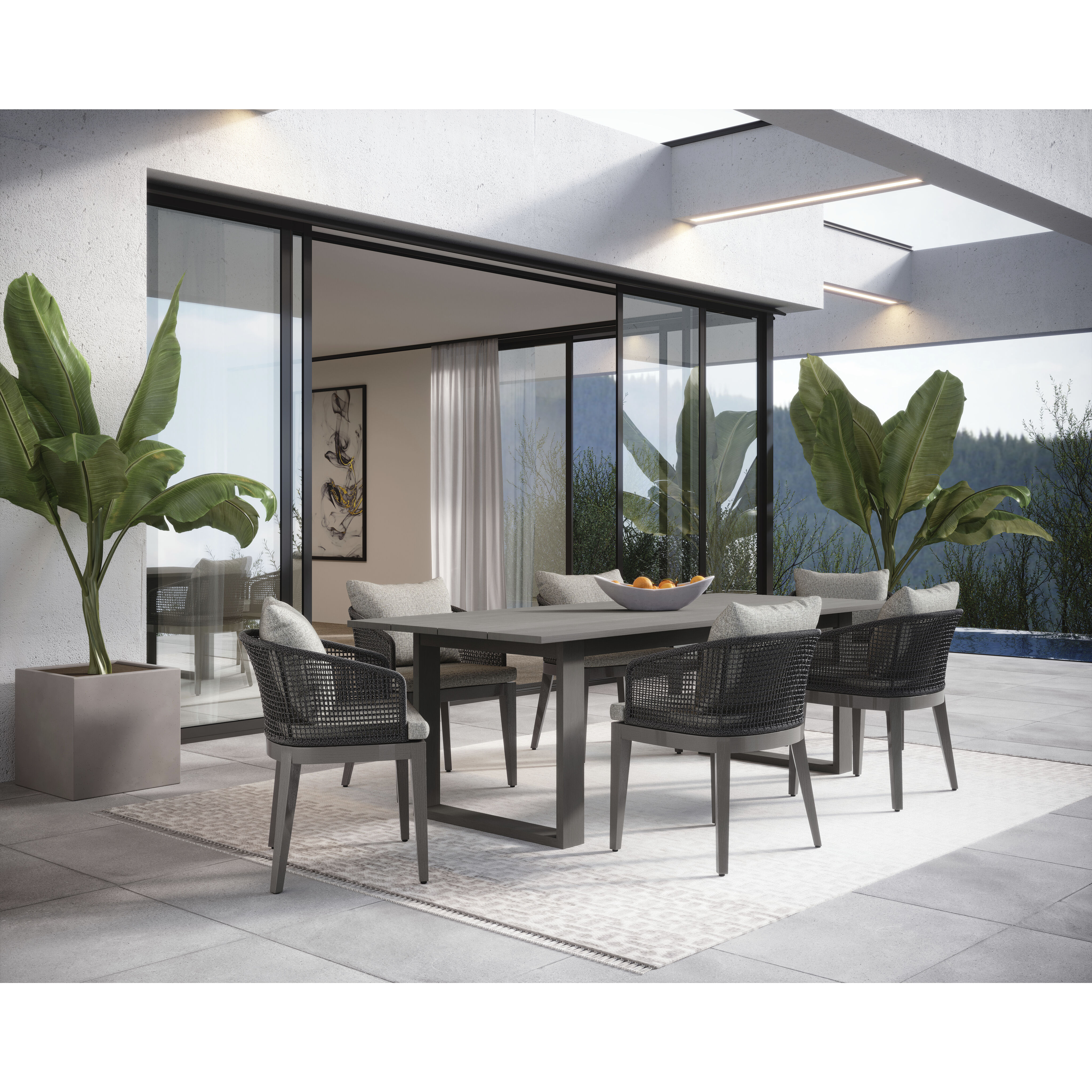 Capri Natural / Gracebay Grey Outdoor Dining Armchair